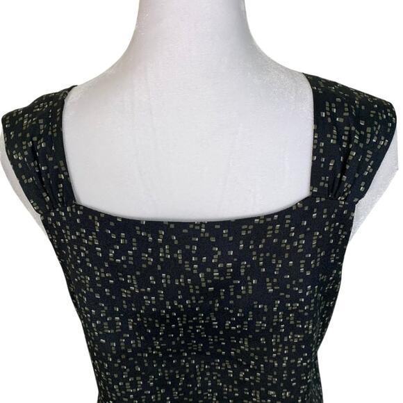 Mossimo Women's Size 8 Wide Strap Tank Black Green Ascot Neck Ruffle - Picture 6 of 8